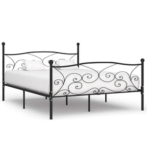 vidaXL Bed Frame with Slats Black Metal 200 x 200 cm