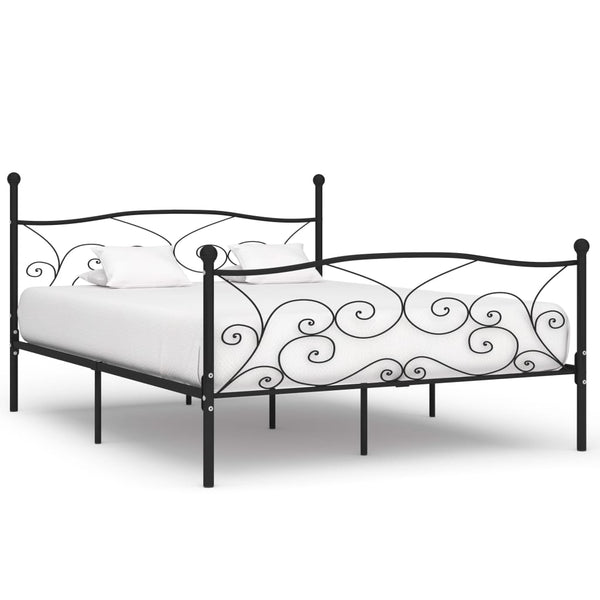 vidaXL Bed Frame with Slats Black Metal 200 x 200 cm