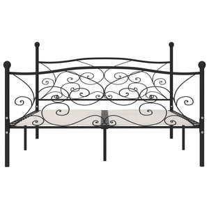 vidaXL Bed Frame with Slats Black Metal 200 x 200 cm