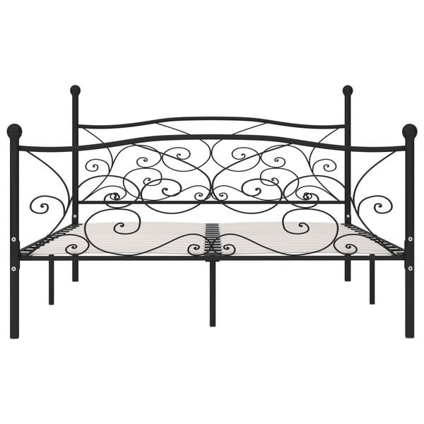vidaXL Bed Frame with Slats Black Metal 200 x 200 cm