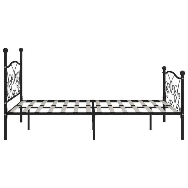 vidaXL Bed Frame with Slats Black Metal 200 x 200 cm