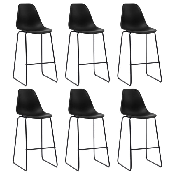 vidaXL Bar Stools 6 pcs Black Plastic