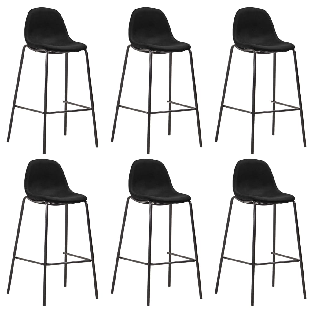 vidaXL Bar Stools 6 pcs Black Fabric