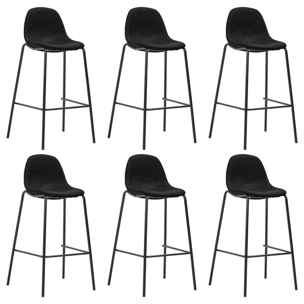 vidaXL Bar Stools 6 pcs Black Fabric