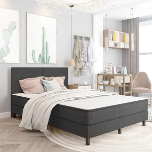 vidaXL Box Spring Bed Frame Grey Fabric 140x200 cm