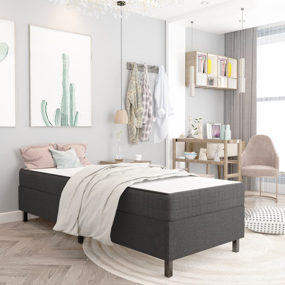 vidaXL Box Spring Bed Frame Grey Fabric 100x200 cm