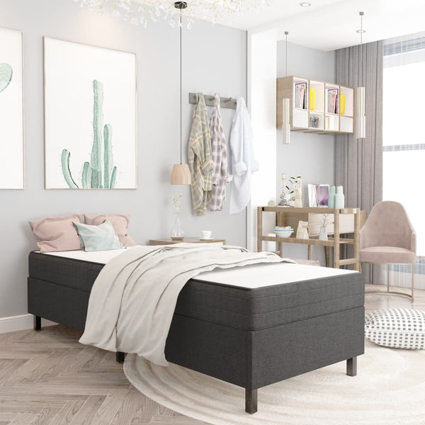 vidaXL Box Spring Bed Frame Grey Fabric 100x200 cm