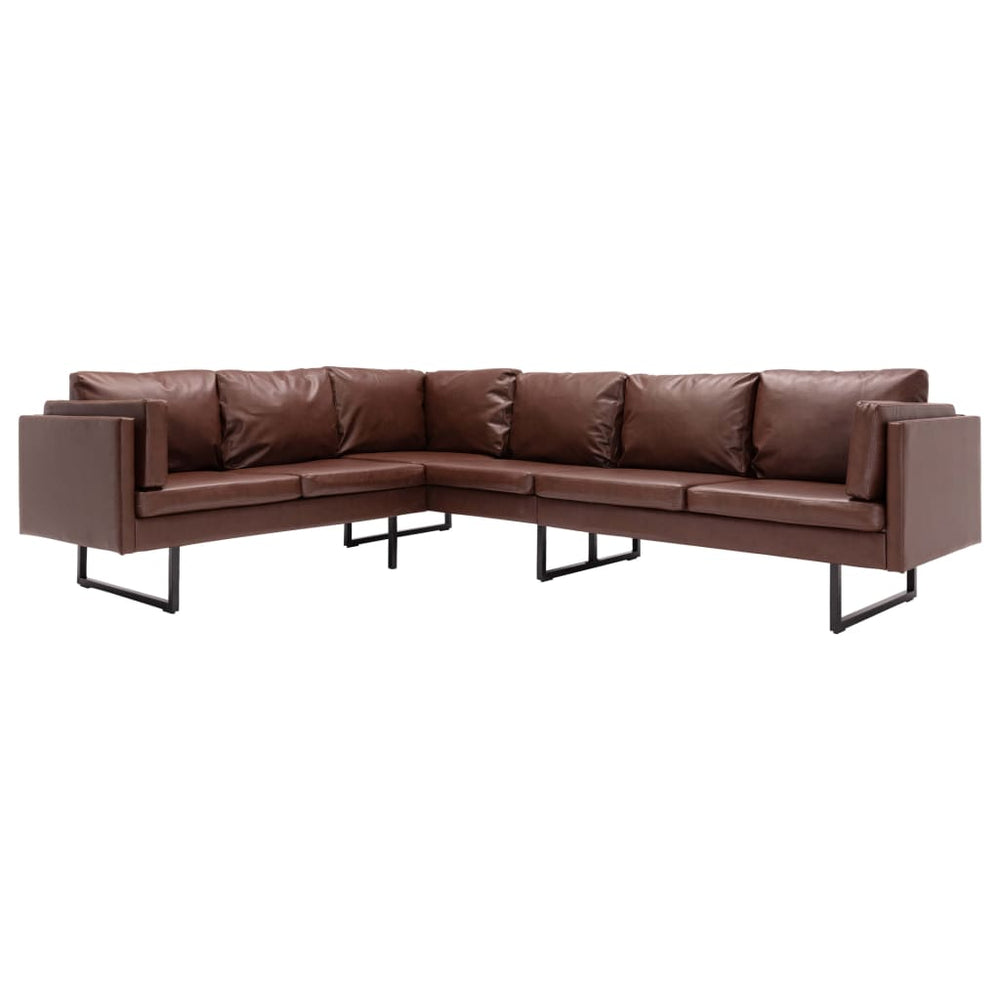 vidaXL Corner Sofa Artificial Leather Brown