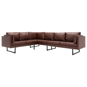 vidaXL Corner Sofa Artificial Leather Brown