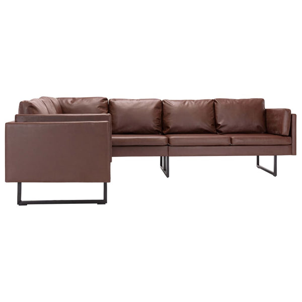 vidaXL Corner Sofa Artificial Leather Brown