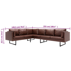 vidaXL Corner Sofa Artificial Leather Brown