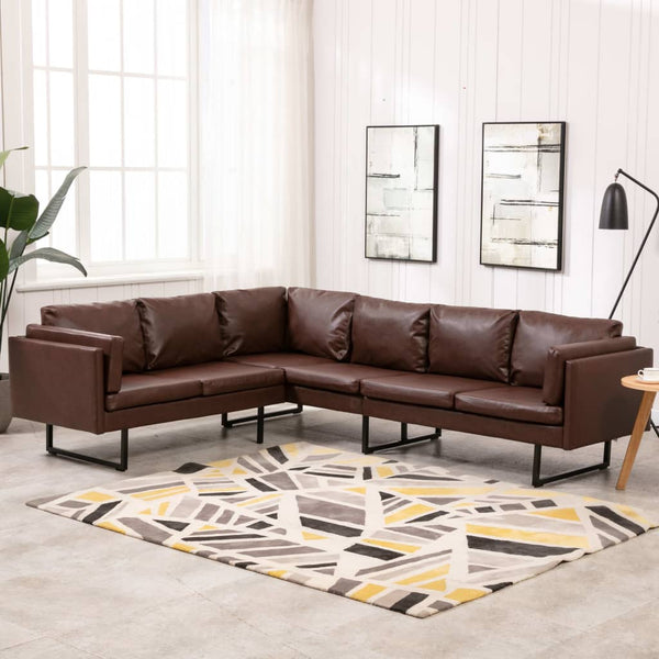 vidaXL Corner Sofa Artificial Leather Brown