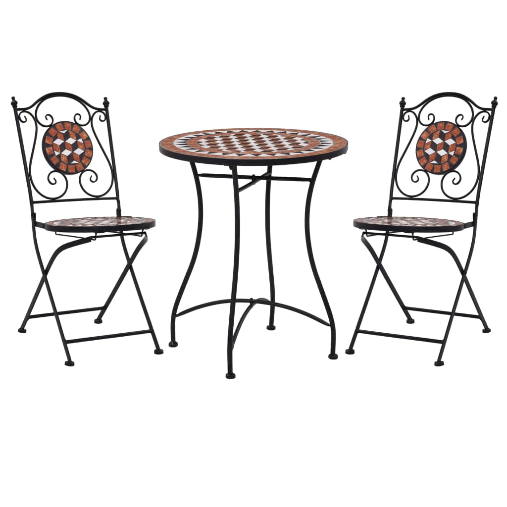 vidaXL 3-Piece Bistro Set Mosaic Ceramic Terracotta