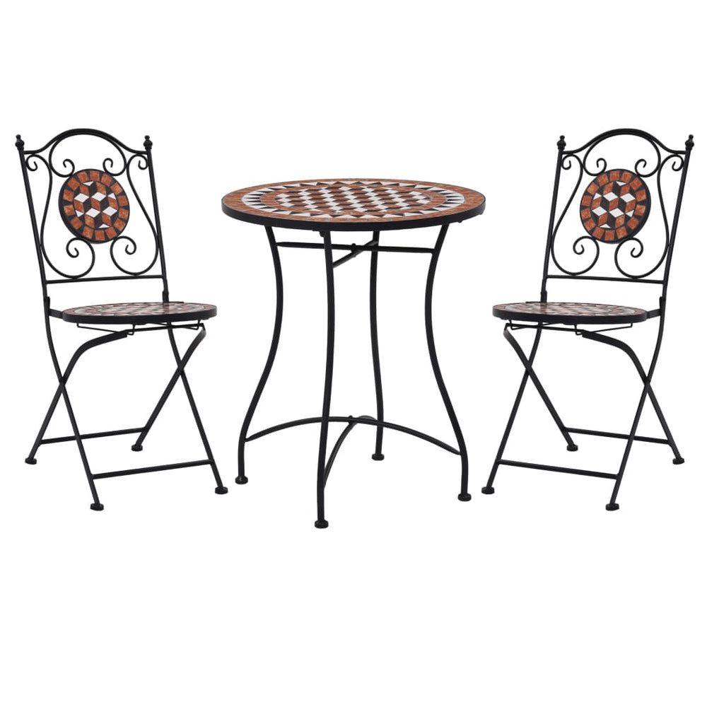 vidaXL 3-Piece Bistro Set Mosaic Ceramic Terracotta