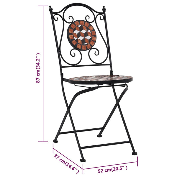 vidaXL 3-Piece Bistro Set Mosaic Ceramic Terracotta