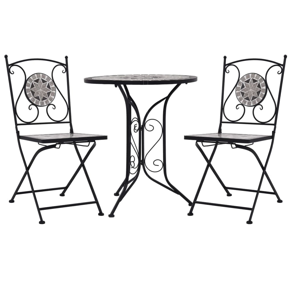 vidaXL 3-Piece Bistro Set Mosaic Ceramic Grey