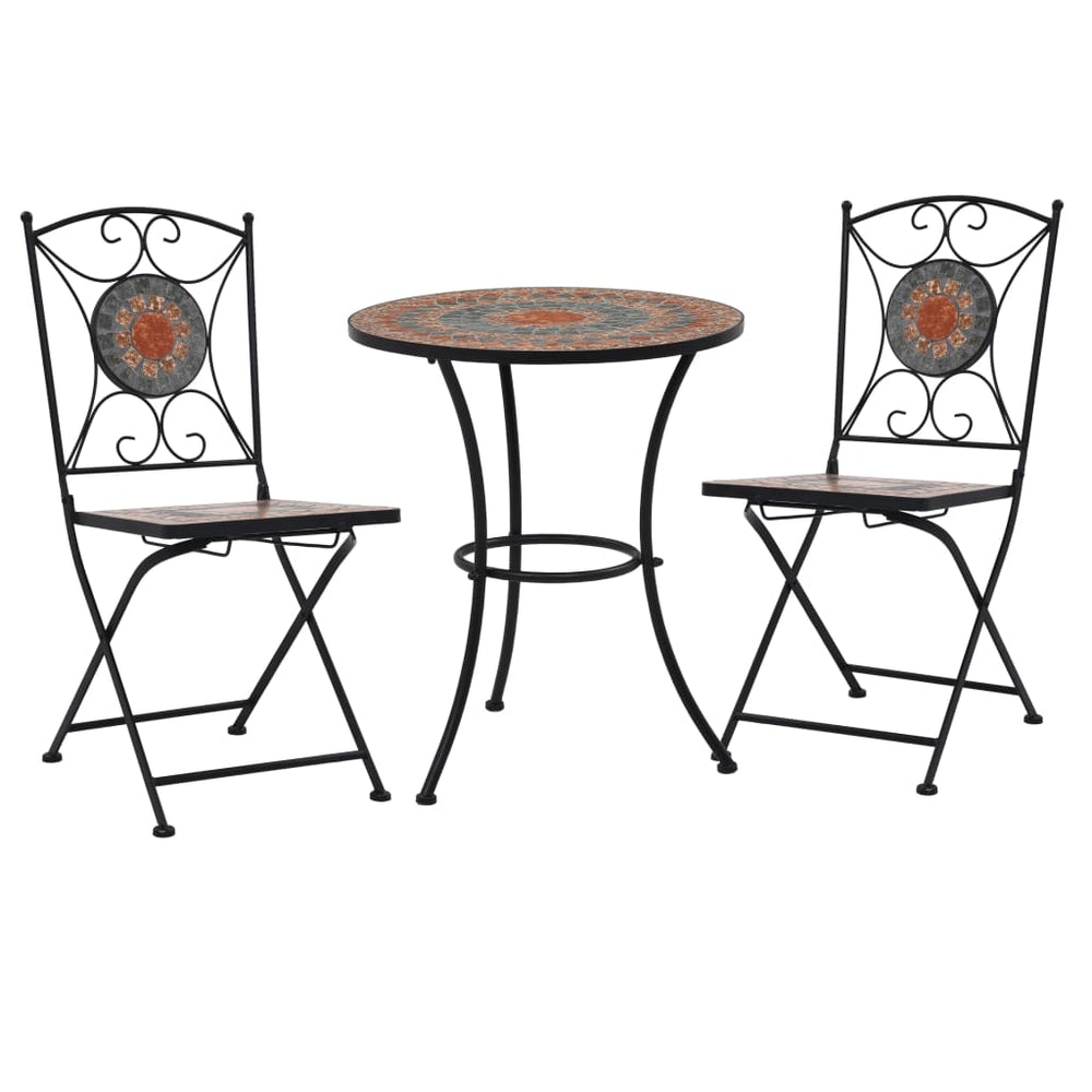 vidaXL 3-Piece Bistro Set Mosaic Ceramic Orange / Grey