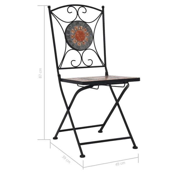 vidaXL 3-Piece Bistro Set Mosaic Ceramic Orange / Grey