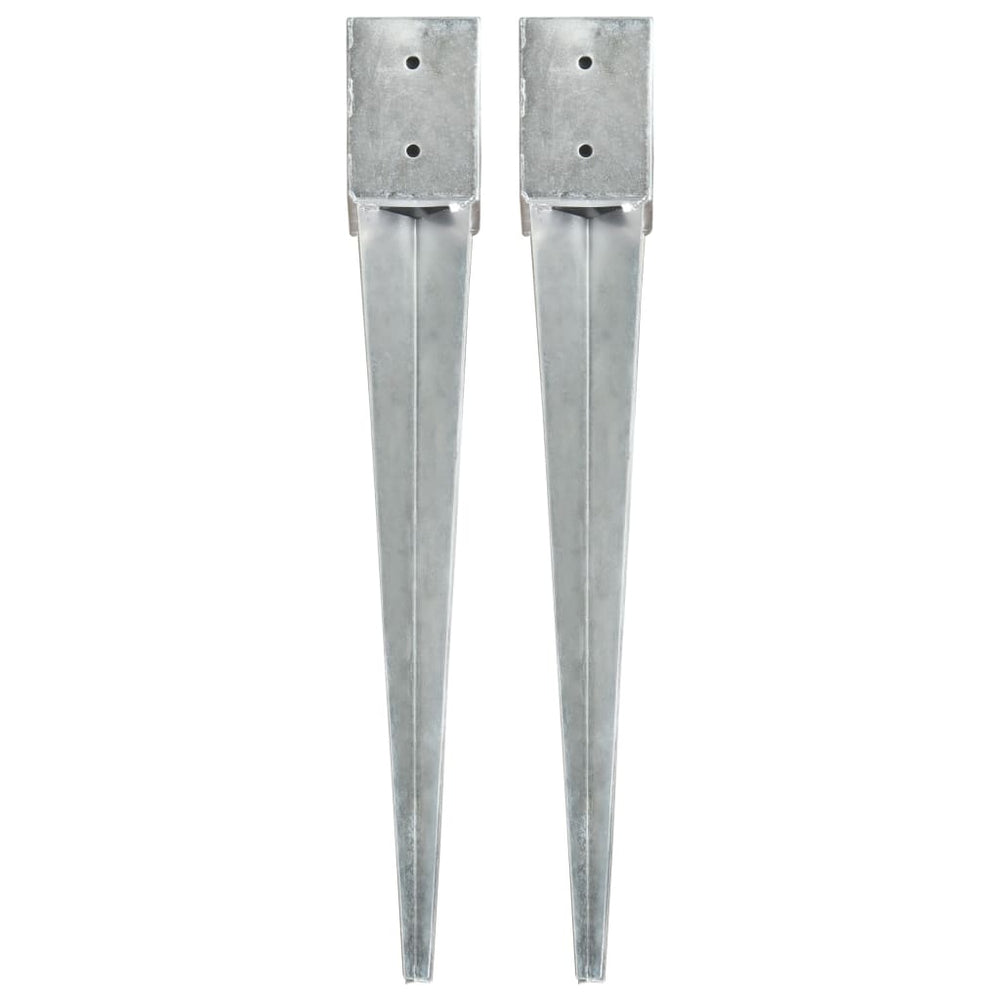 vidaXL Ground Spikes 2 pcs. Silver 10x10x76 cm Galvanized Steel