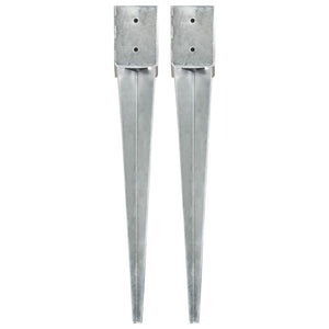 vidaXL Ground Spikes 2 pcs. Silver 10x10x76 cm Galvanized Steel