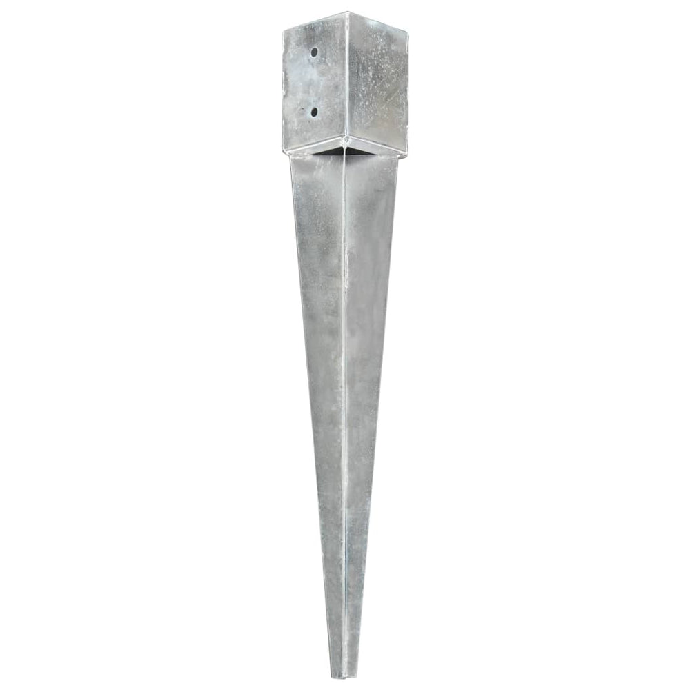 vidaXL Ground Spikes 2 pcs. Silver 10x10x76 cm Galvanized Steel