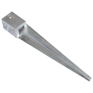 vidaXL Ground Spikes 2 pcs. Silver 10x10x76 cm Galvanized Steel