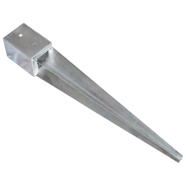 vidaXL Ground Spikes 2 pcs. Silver 10x10x76 cm Galvanized Steel