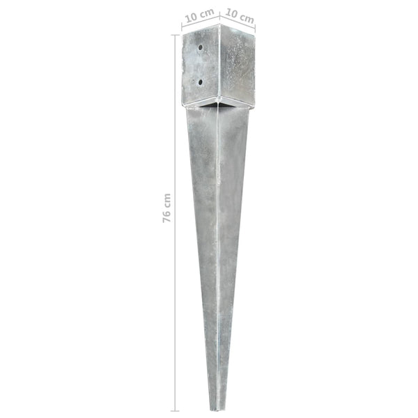 vidaXL Ground Spikes 12 pcs Silver 10x10x76 cm Galvanized Steel