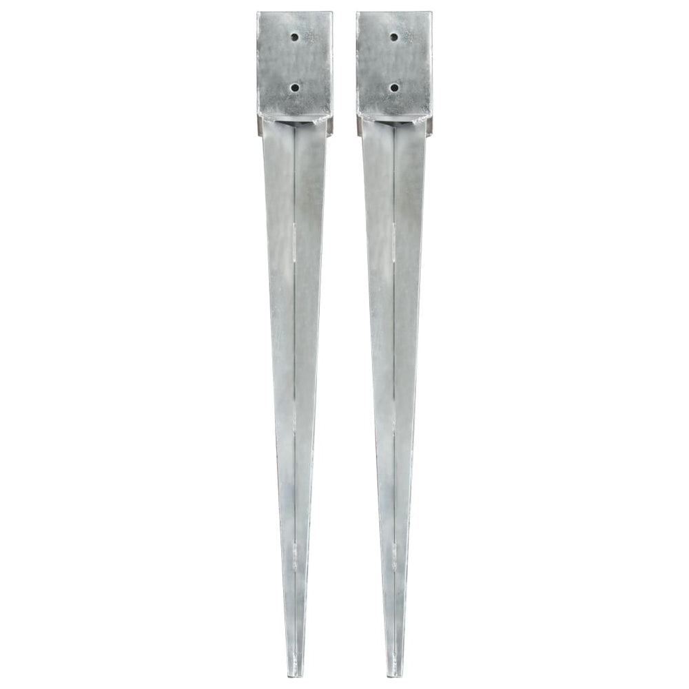 vidaXL Ground Spikes 2 pcs. Silver 10x10x91 cm Galvanized Steel
