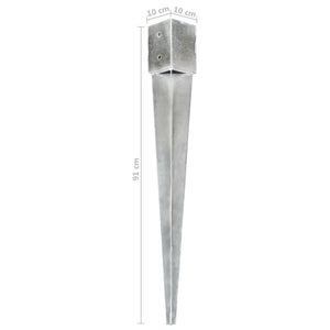 vidaXL Ground Spikes 12 pcs. Silver 10x10x91 cm Galvanized Steel