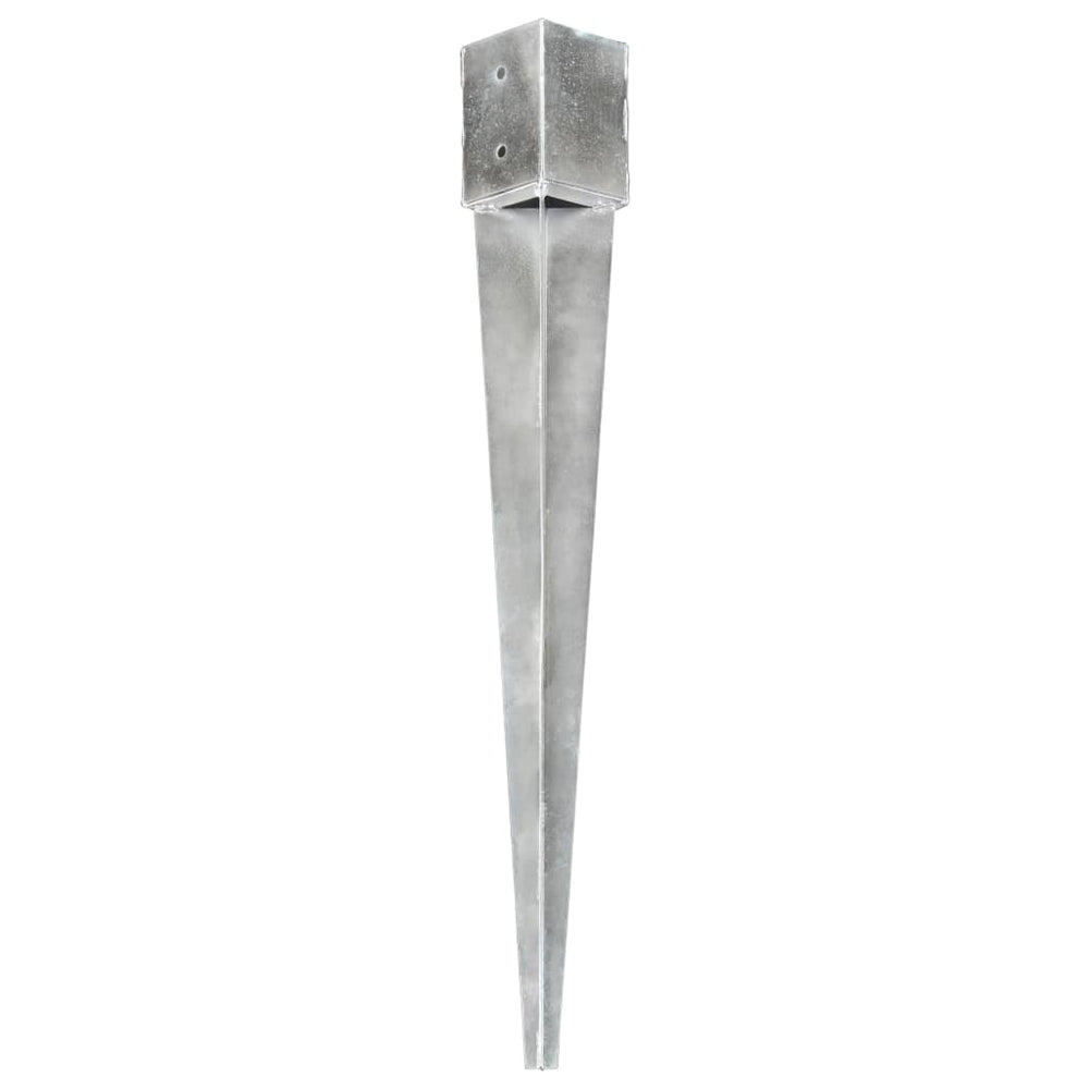 vidaXL Ground Spikes 2 pcs Silver 12x12x89 cm Galvanized Steel