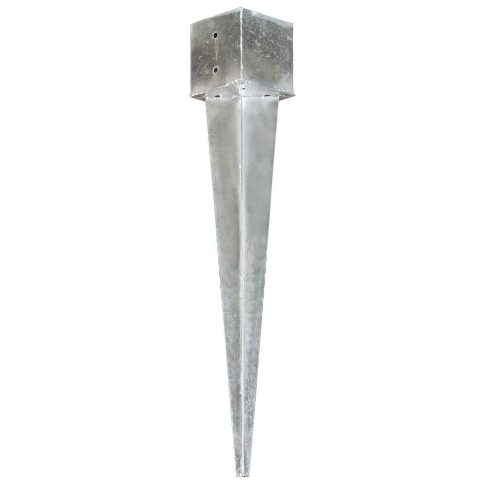 vidaXL Ground Spikes 6 pcs. Silver 14x14x91 cm Galvanized Steel