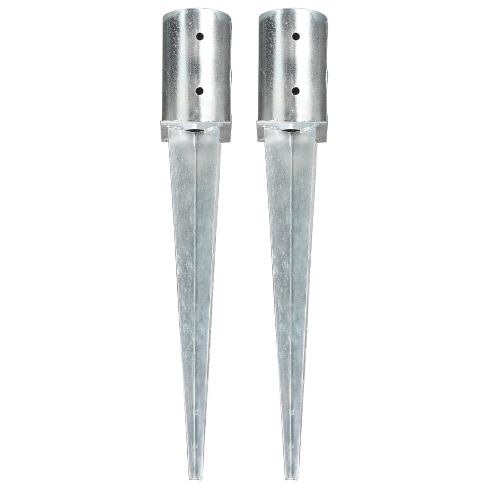 vidaXL Ground Spikes 2 pcs. Silver 8x61 cm Galvanized Steel