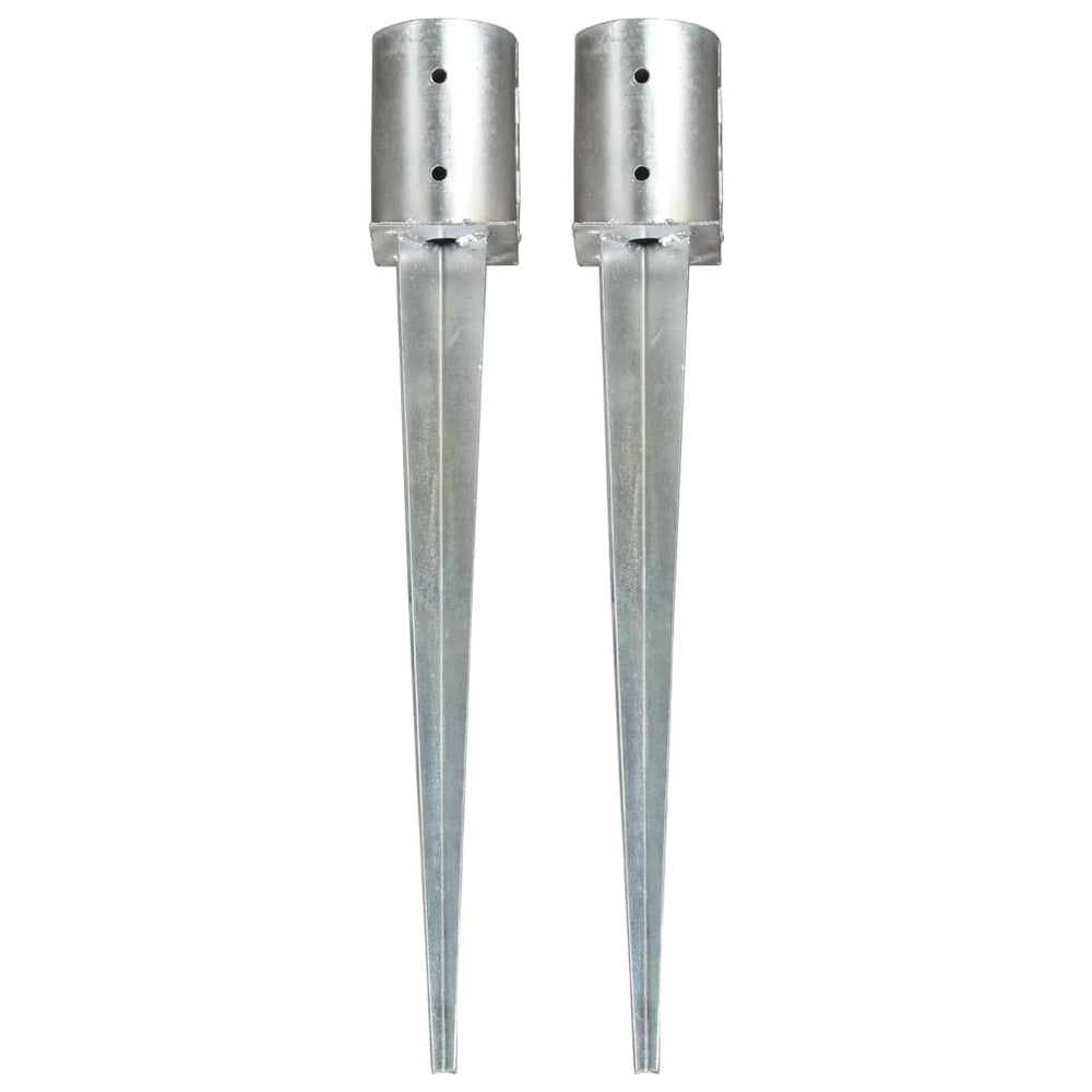 vidaXL Ground Spikes 2 pcs. Silver 10x76 cm Galvanized Steel