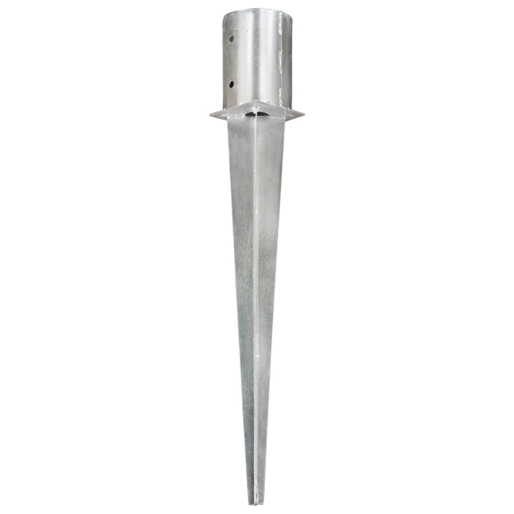 vidaXL Ground Spikes 2 pcs. Silver 10x76 cm Galvanized Steel