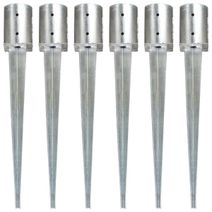 vidaXL Ground Spikes 6 pcs. Silver 10x76 cm Galvanized Steel