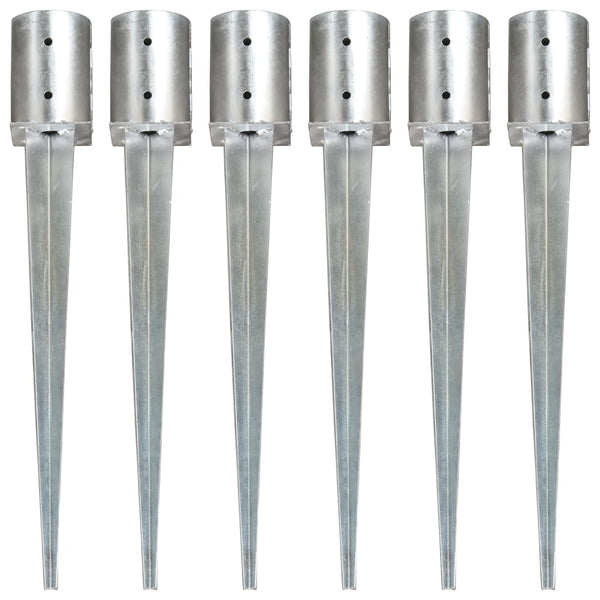vidaXL Ground Spikes 6 pcs. Silver 10x76 cm Galvanized Steel