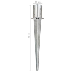 vidaXL Ground Spikes 6 pcs. Silver 10x76 cm Galvanized Steel