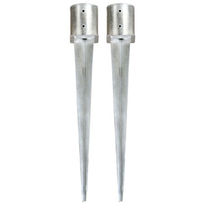 vidaXL Ground Spikes 2 pcs Silver 12x91 cm Galvanized Steel