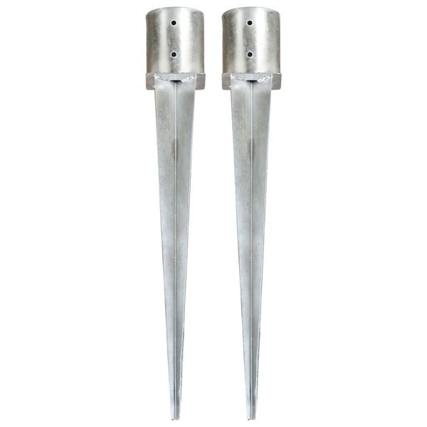 vidaXL Ground Spikes 2 pcs Silver 12x91 cm Galvanized Steel