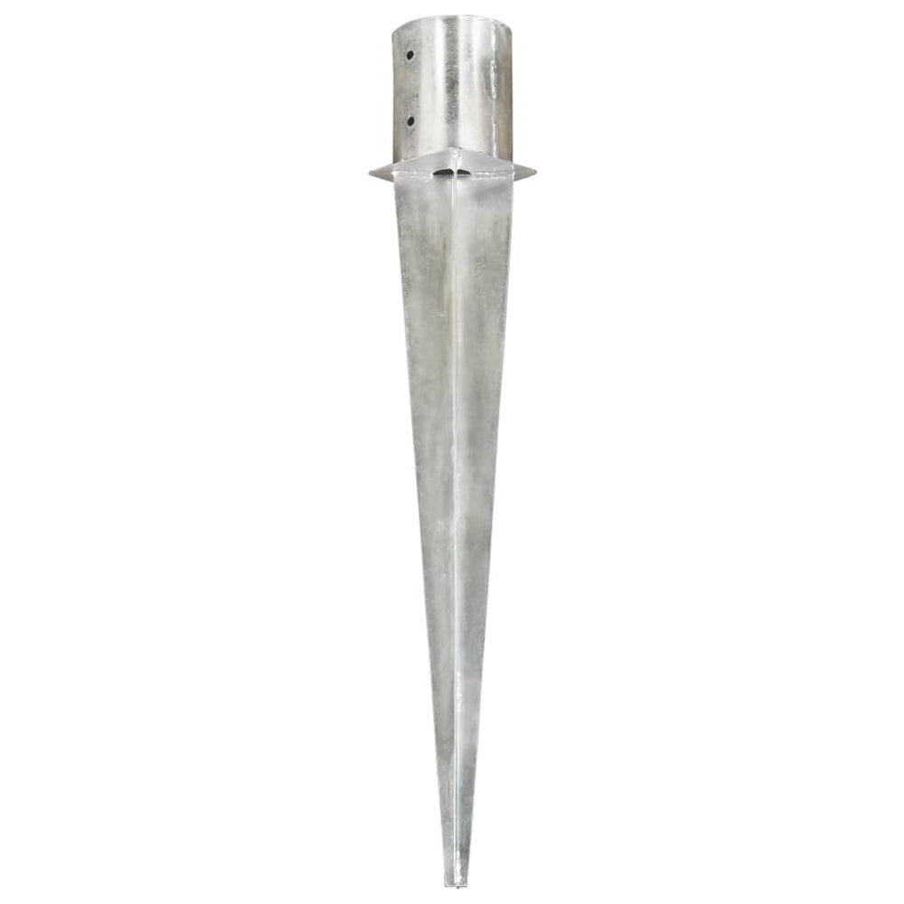vidaXL Ground Spikes 2 pcs Silver 12x91 cm Galvanized Steel