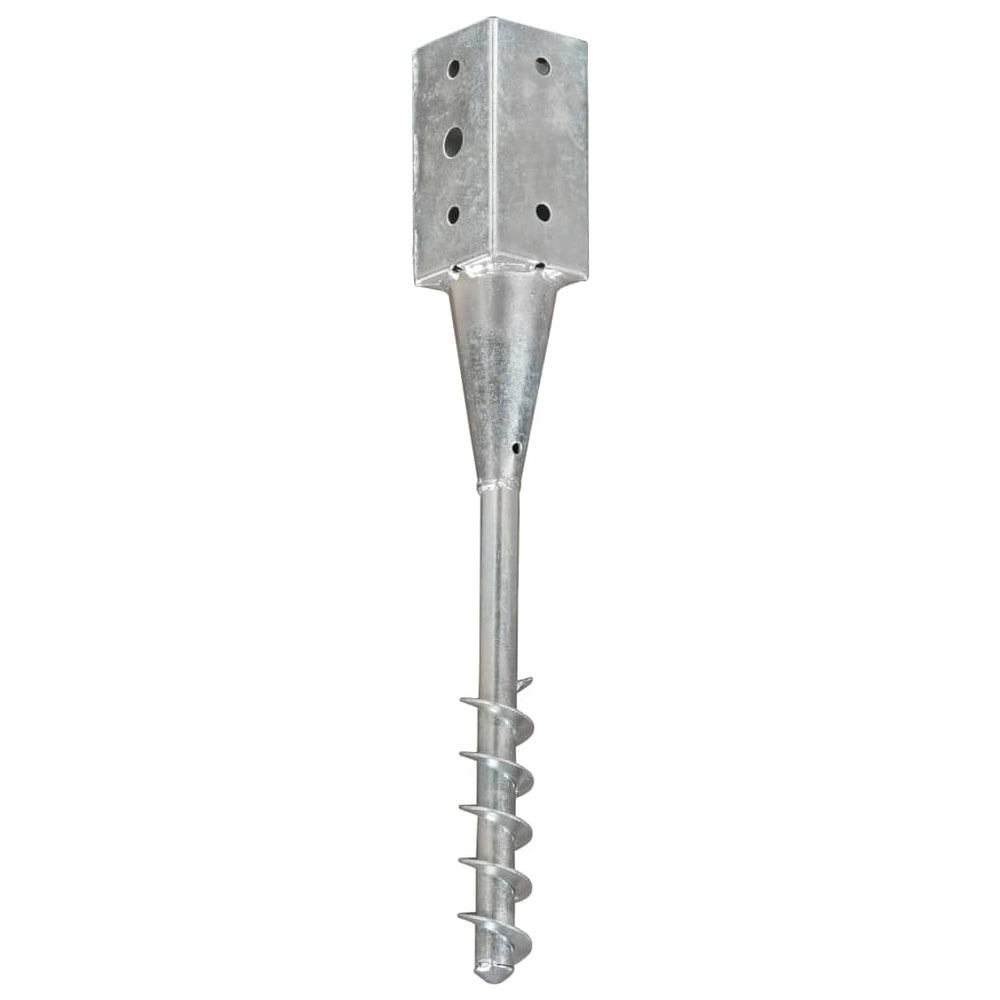 vidaXL Ground Spikes 2 pcs Silver 7×7×56 cm Galvanized Steel