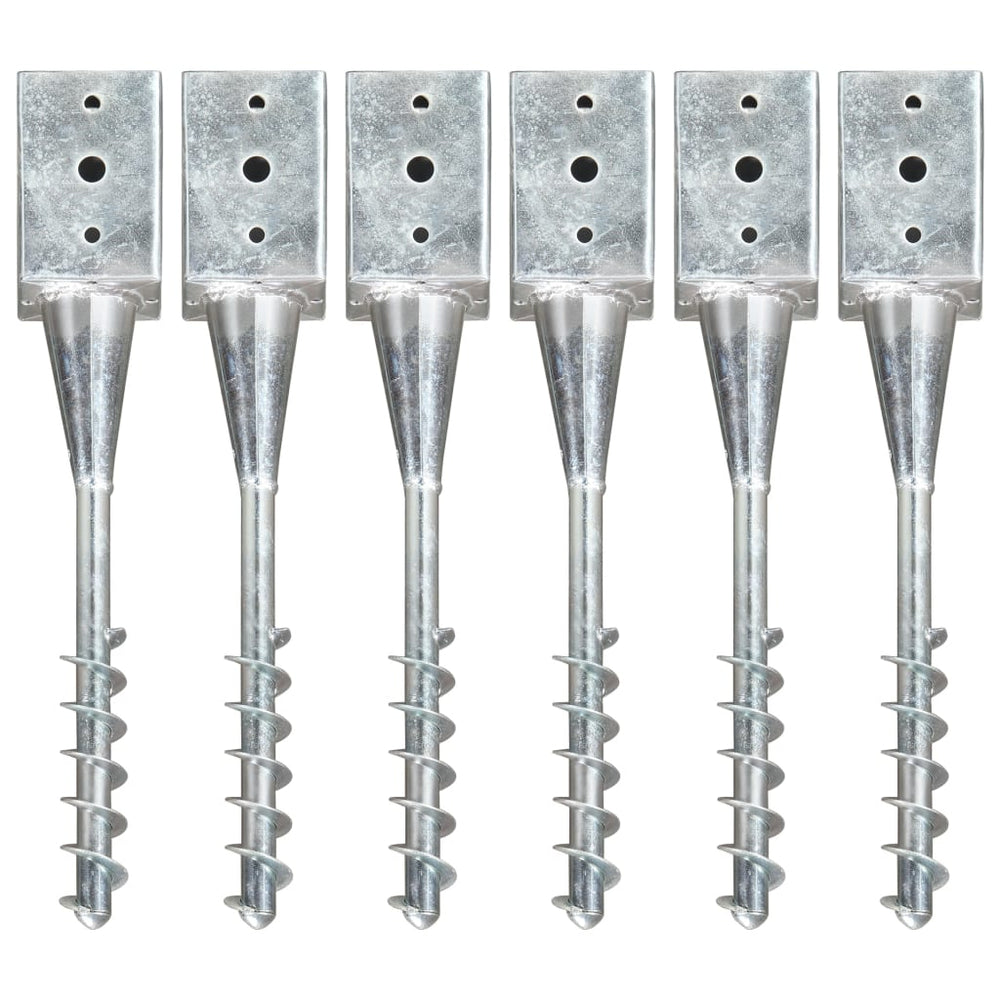 vidaXL Ground Spikes 6 pcs. Silver 9×9×56 cm Galvanized Steel