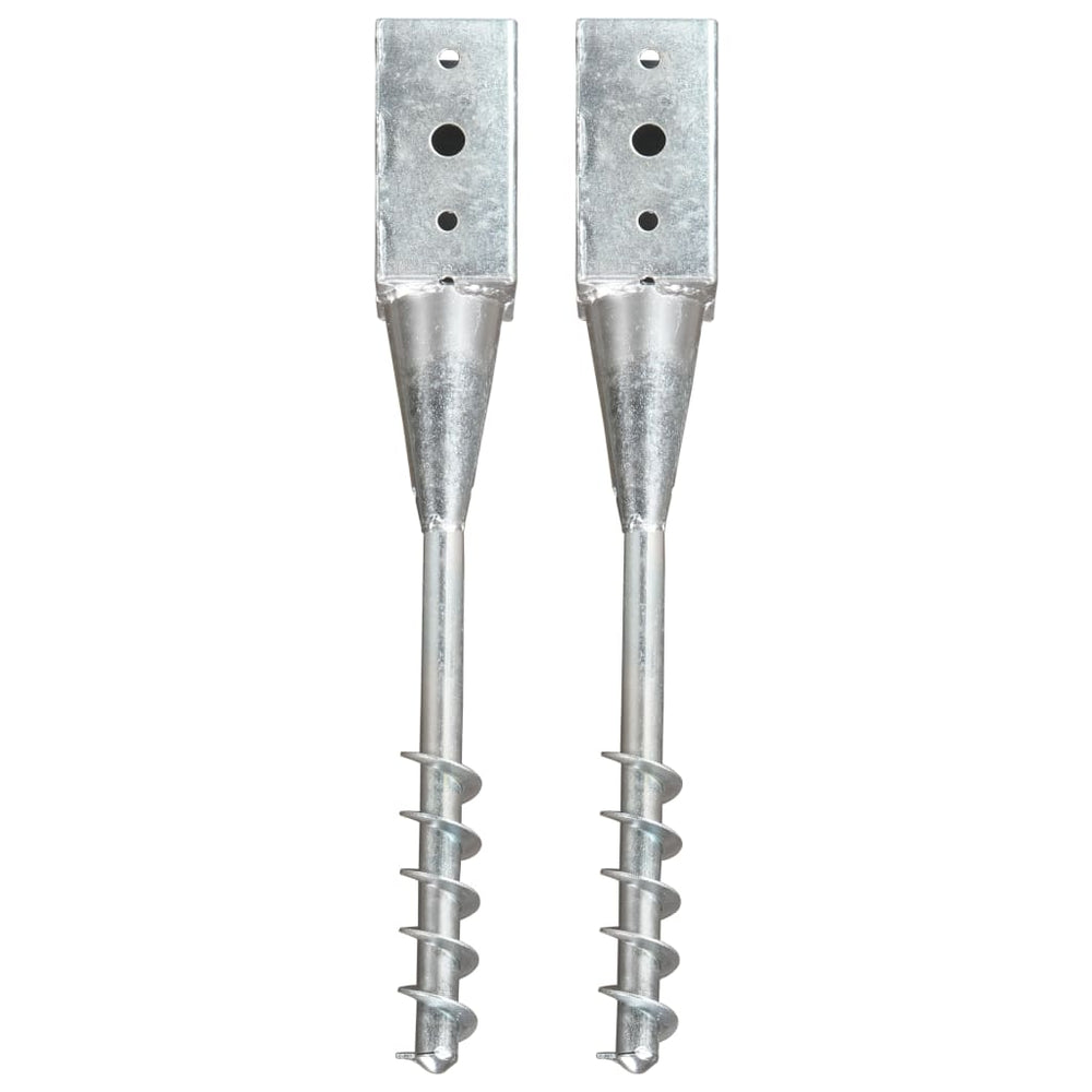 vidaXL Ground Spikes 2 pcs Silver 10x10x57 cm Galvanized Steel