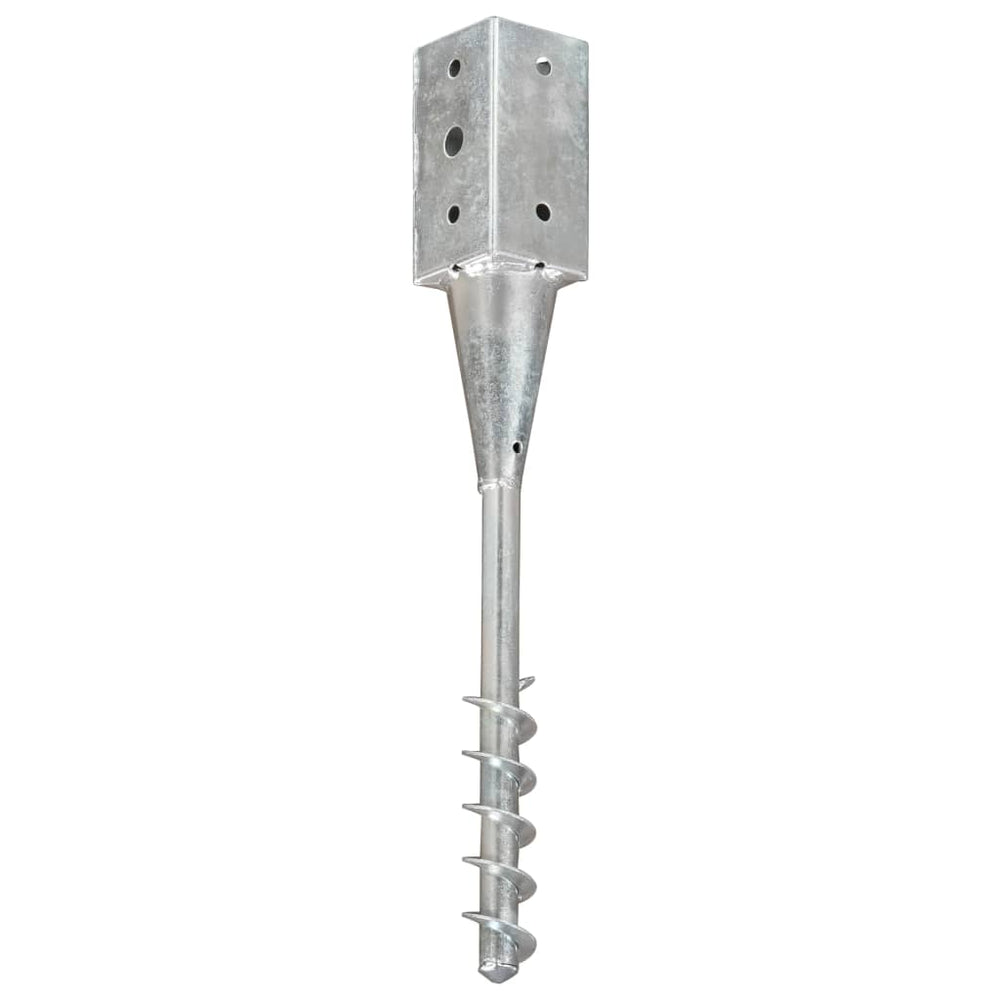 vidaXL Ground Spikes 6 pcs Silver 10x10x57 cm Galvanized Steel