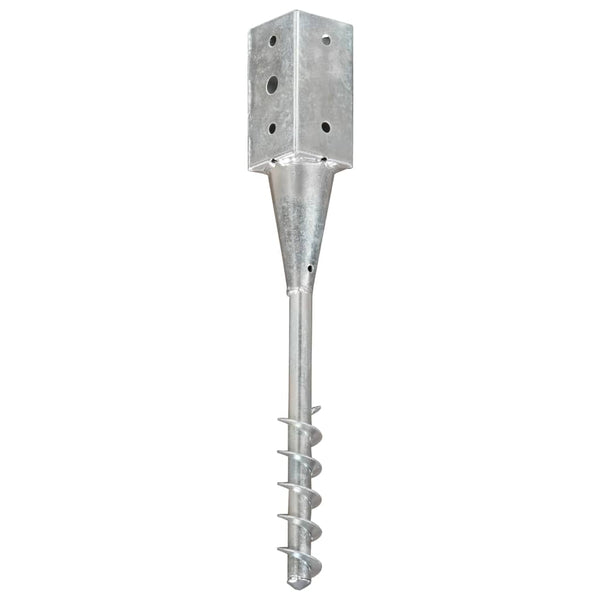 vidaXL Ground Spikes 6 pcs Silver 10x10x57 cm Galvanized Steel