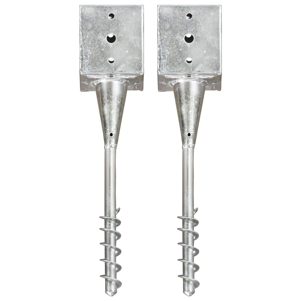 vidaXL Ground Spikes 2 pcs. Silver 12×12×56 cm Galvanized Steel