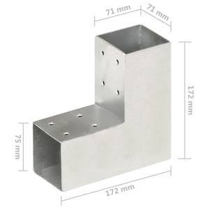 vidaXL Post Connector L-Shape Galvanised Metal 71 x 71 mm
