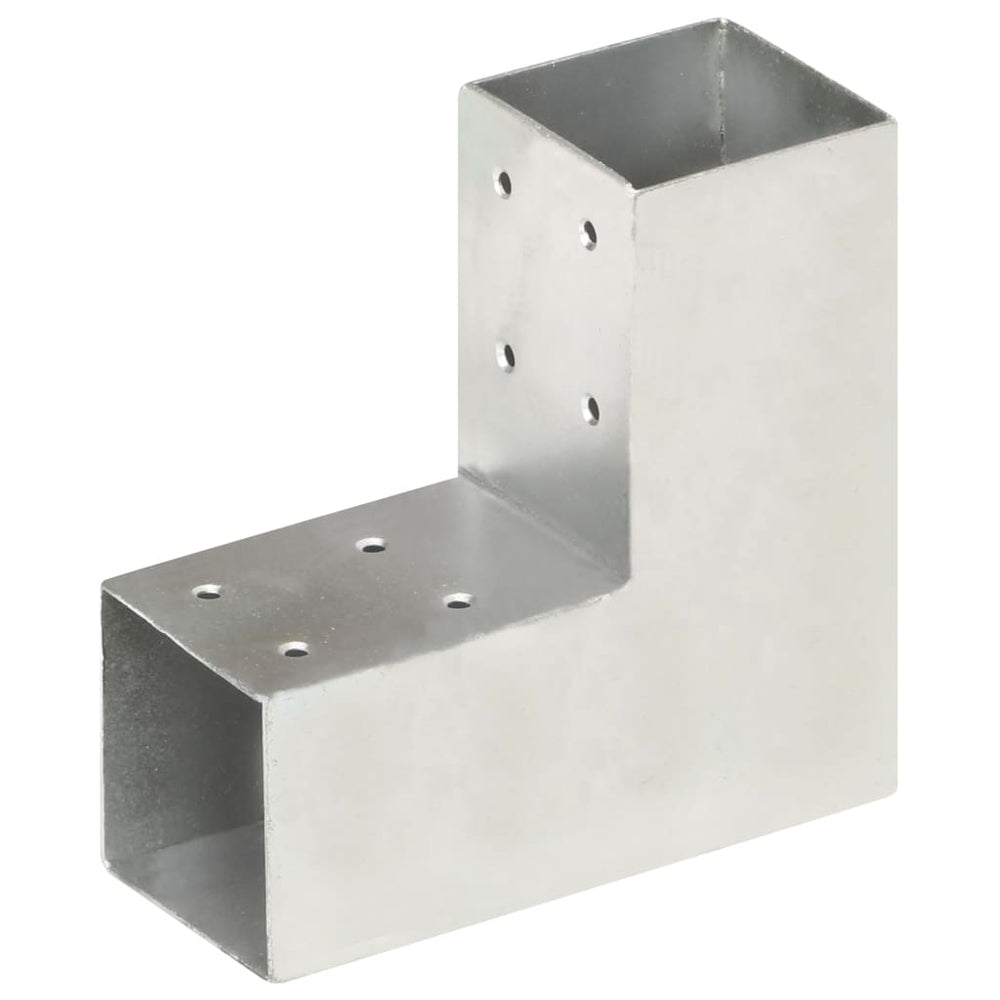 vidaXL Post Connectors 4 pcs L-Shaped Galvanized Metal 71 x 71 mm