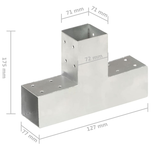 vidaXL Post Connector T-Shape Galvanised Metal 71 x 71 mm